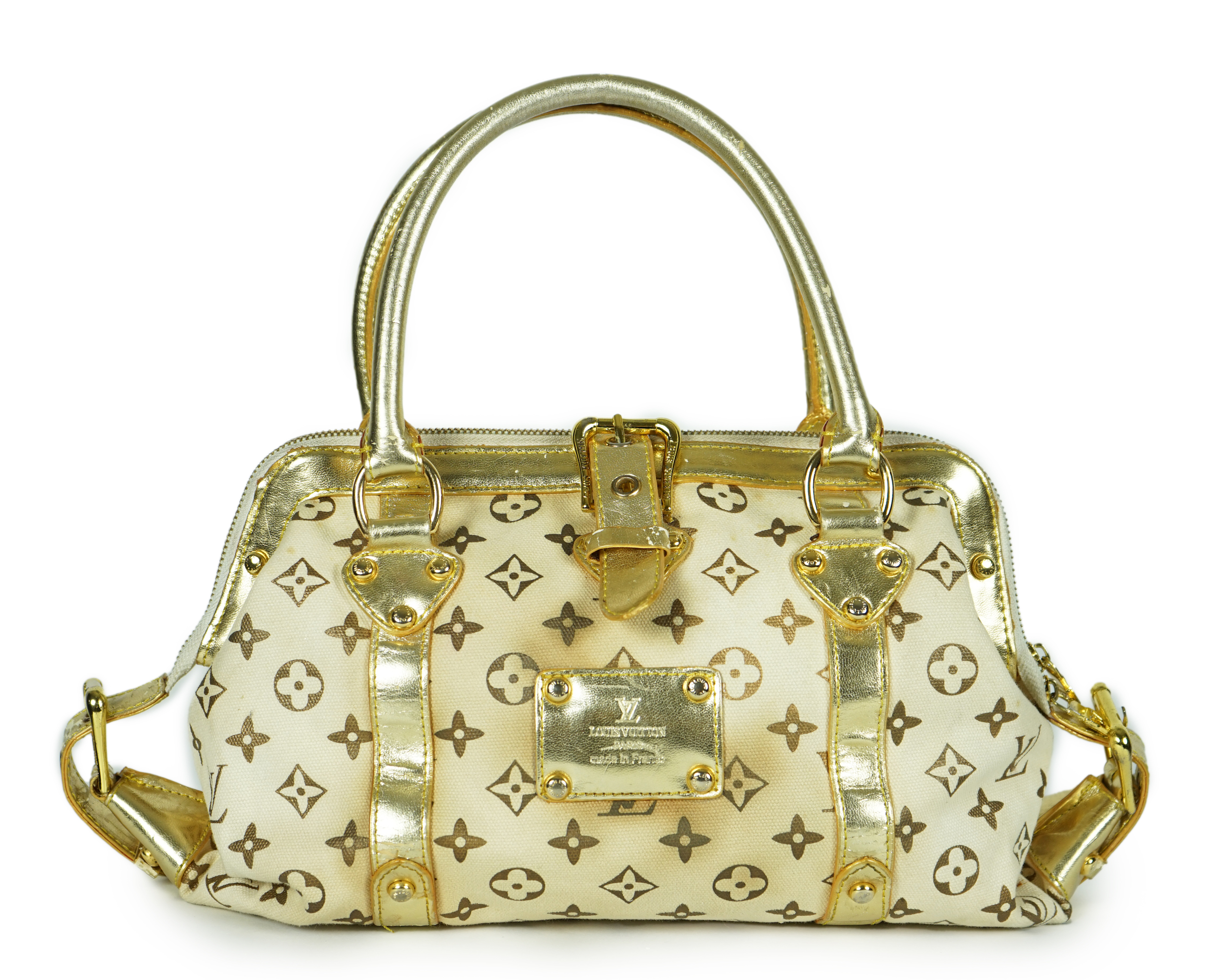 A vintage Louis Vuitton Theda beige and brown Monogram bag